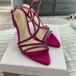 Jessica Simpson Pink Satin High Heel Sandals